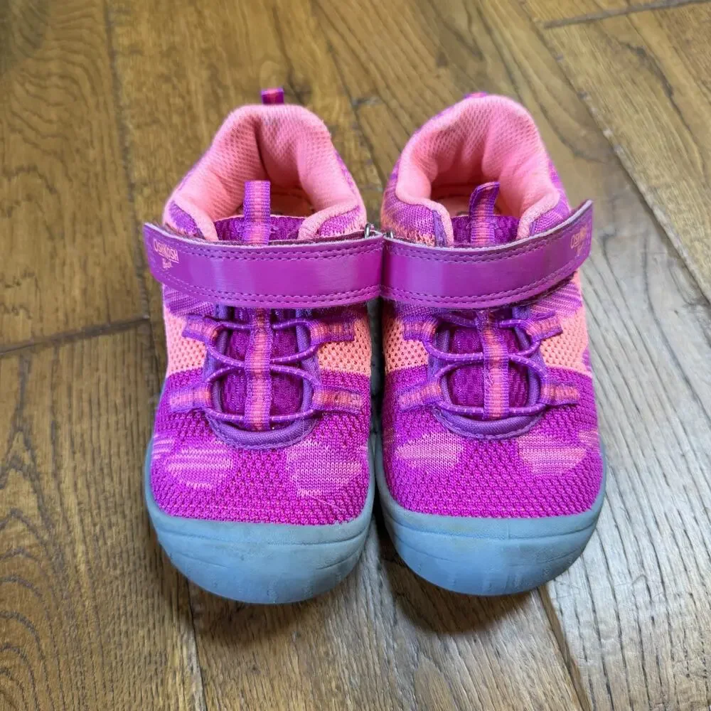 Oshkosh Bgosh Girls Mesh Bungee Shoes Closed Toe Pink Purple Kids Sz 12